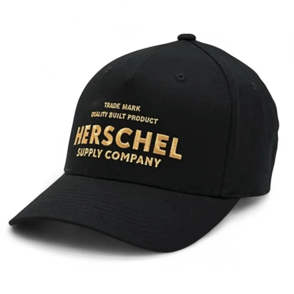 Herschel Supply Co. Black Flexfit Hat S/M New With Tags Black And Gold‎ Hat NEW